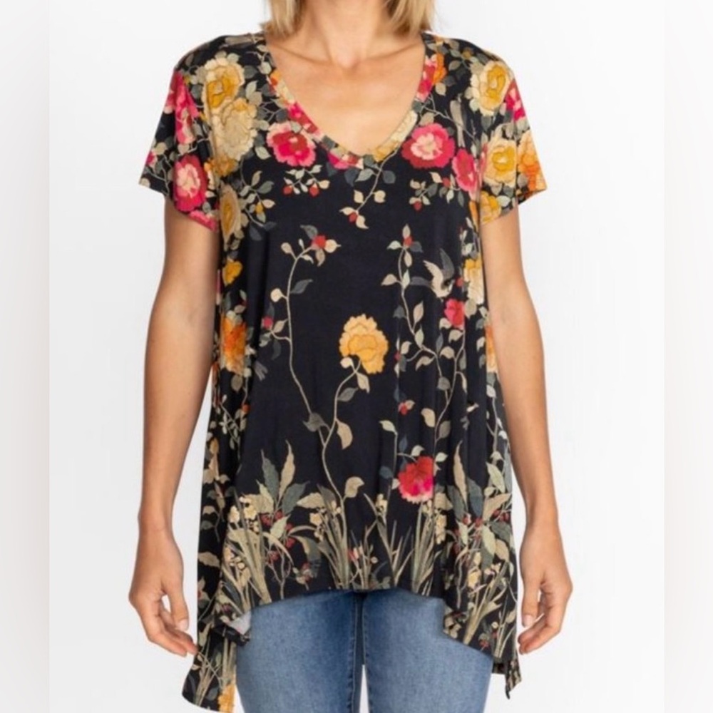 Johnny Was Graceful Drape V-neck Whimsygoth Boho Floral Goblincore Tunic Small